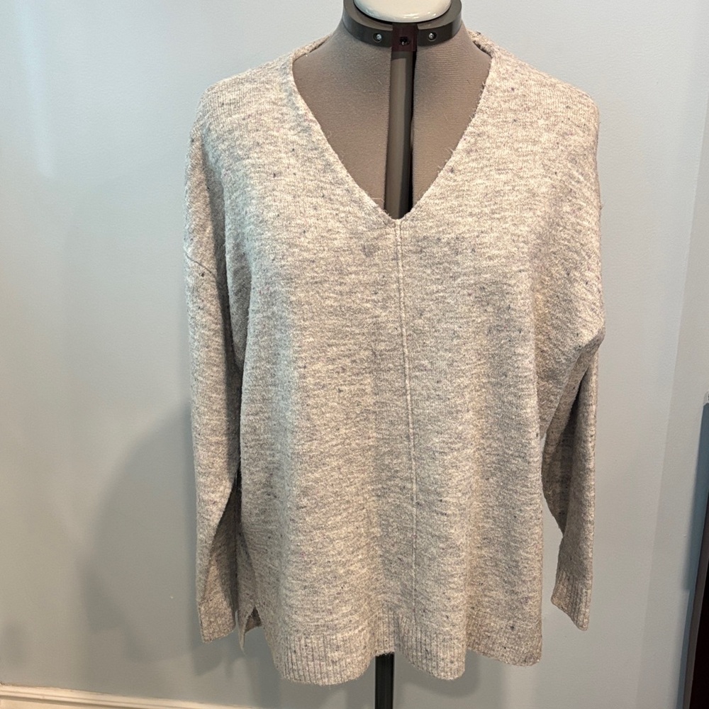 George Light Gray V-Neck Women's Knit Sweater